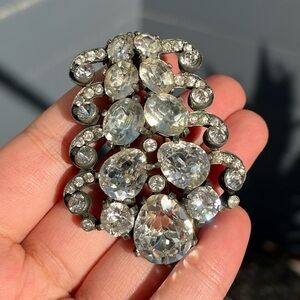 Vintage Eisenberg Original Ears of Wheat Large Rhinestone Fur Clip Brooch Pin